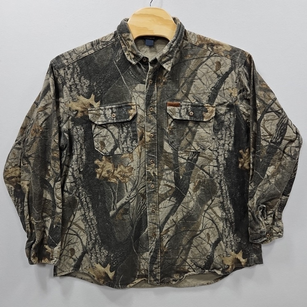 Woolrich Hunting Shirt Mens 2XLT Button Down Long Sleeve Realtree Hardwoods Camo